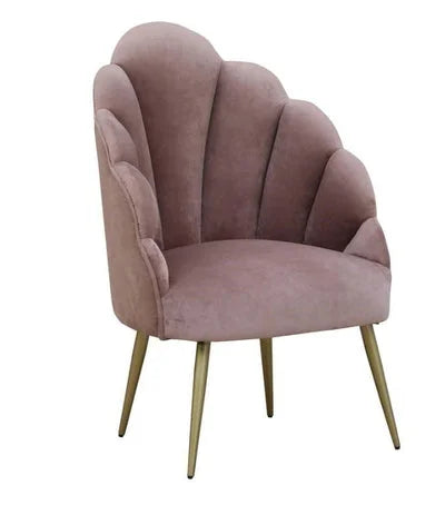 Naina Velvet Pink Peacock Chair with Gold Legs
