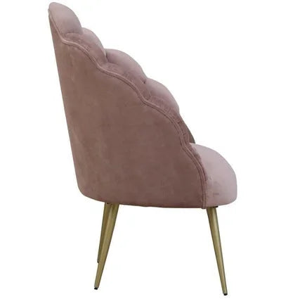 Naina Velvet Pink Peacock Chair with Gold Legs