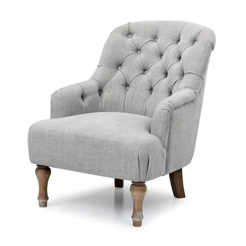 Aileen Wide Tufted Armchair with Button-Back Design and Oak Legs