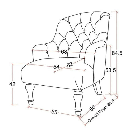 Aileen Wide Tufted Armchair with Button-Back Design and Oak Legs