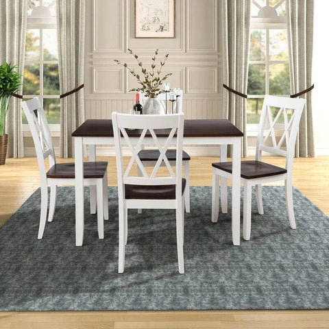 Ambriah 4-Person Dining Set with Coffee Tabletop and White Base