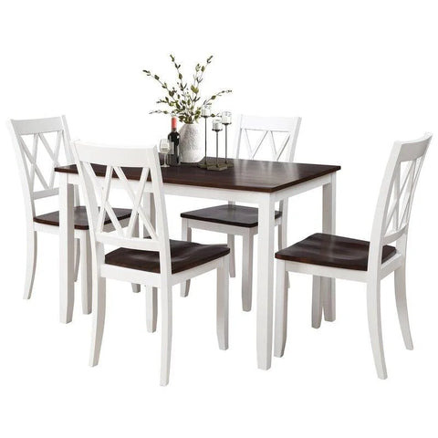 Ambriah 4-Person Dining Set with Coffee Tabletop and White Base