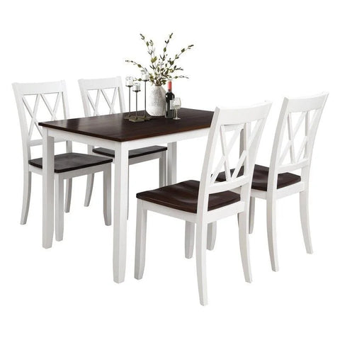 Ambriah 4-Person Dining Set with Coffee Tabletop and White Base