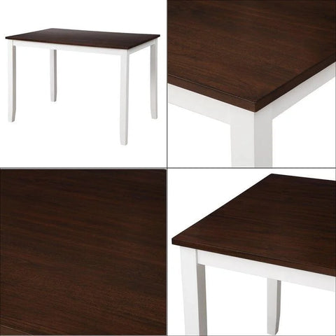 Ambriah 4-Person Dining Set with Coffee Tabletop and White Base