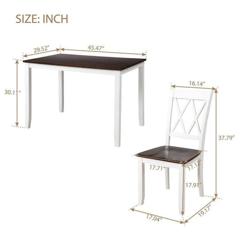 Ambriah 4-Person Dining Set with Coffee Tabletop and White Base