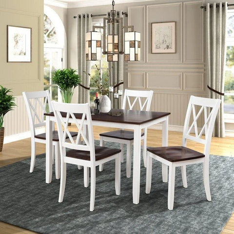 Ambriah 4-Person Dining Set with Coffee Tabletop and White Base