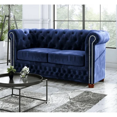 Anzla 2-Seater Velvet Chesterfield Sofa with Button Tufting