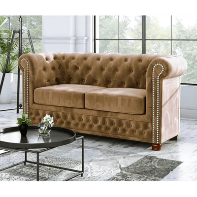 Anzla 2-Seater Velvet Chesterfield Sofa with Button Tufting