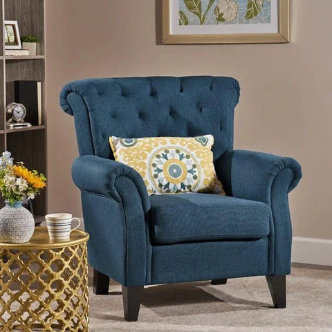 Boise Wide Tufted Armchair with Rolled Arms and Button Back