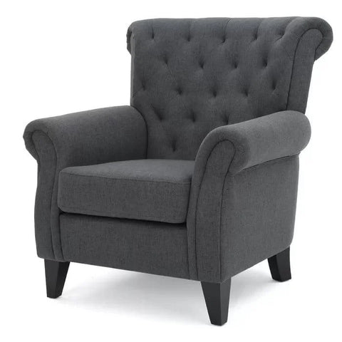 Boise Wide Tufted Armchair with Rolled Arms and Button Back