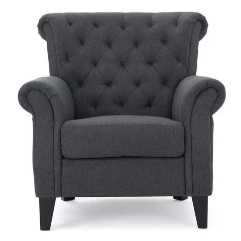 Boise Wide Tufted Armchair with Rolled Arms and Button Back