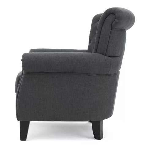 Boise Wide Tufted Armchair with Rolled Arms and Button Back