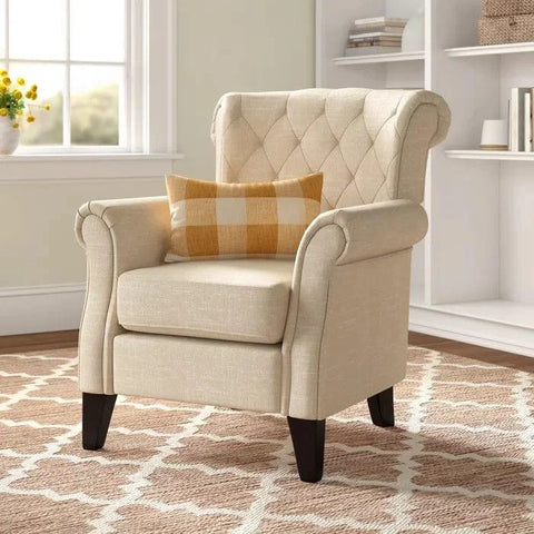 Boise Wide Tufted Armchair with Rolled Arms and Button Back