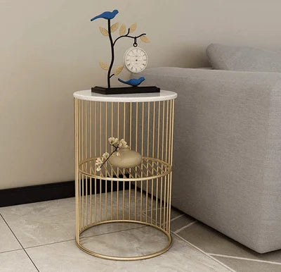 Modern Square Top Coffee Table with Marble and Gold Metal Frame