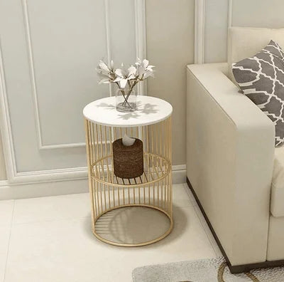 Modern Square Top Coffee Table with Marble and Gold Metal Frame