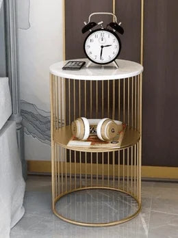 Modern Square Top Coffee Table with Marble and Gold Metal Frame