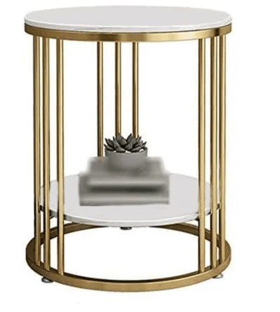 Accent Coffee Table with Golden Metal Base and White MDF Top