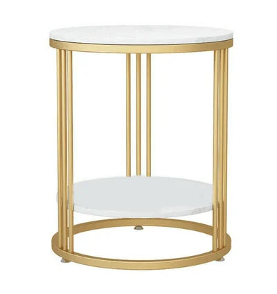 Accent Coffee Table with Golden Metal Base and White MDF Top