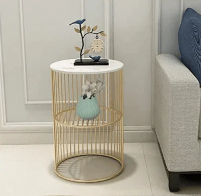Modern Square Top Coffee Table with Marble and Gold Metal Frame