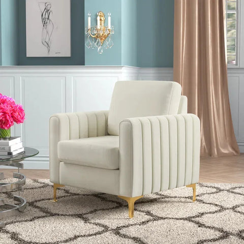 Campler Upholstered Velvet Club Chair with Gold Legs