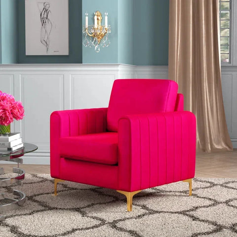 Campler Upholstered Velvet Club Chair with Gold Legs