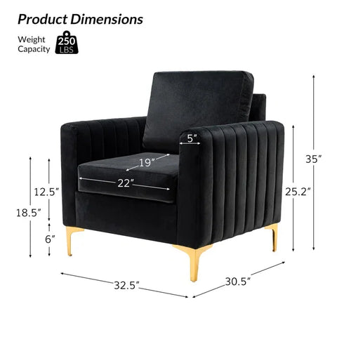 Campler Upholstered Velvet Club Chair with Gold Legs