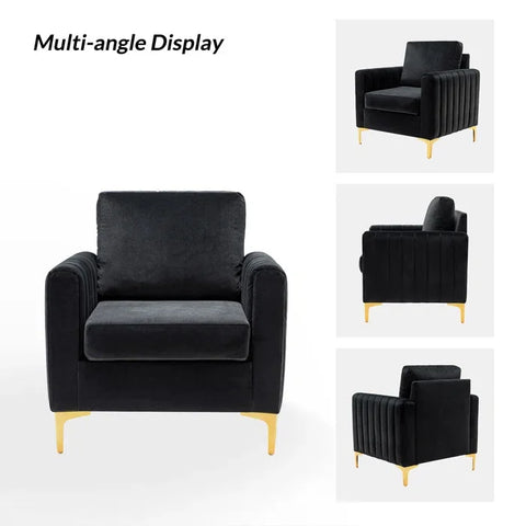 Campler Upholstered Velvet Club Chair with Gold Legs