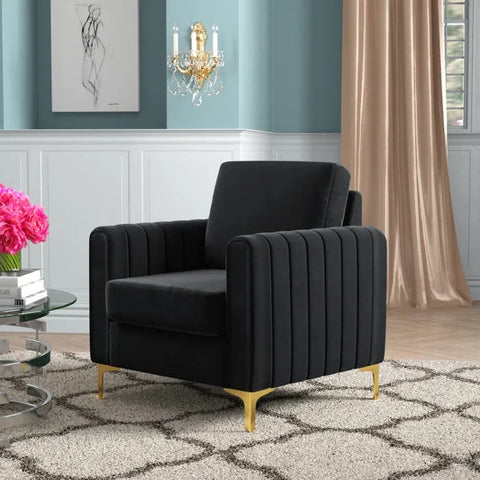 Campler Upholstered Velvet Club Chair with Gold Legs