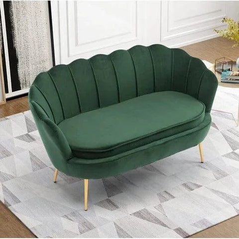 Citlali Velvet Flared Arm Loveseat with Gold Metal Legs