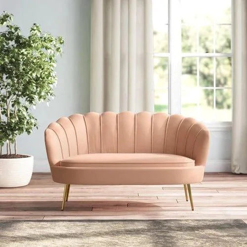 Citlali Velvet Flared Arm Loveseat with Gold Metal Legs