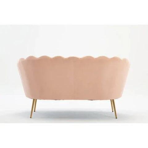 Citlali Velvet Flared Arm Loveseat with Gold Metal Legs