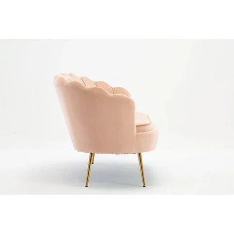 Citlali Velvet Flared Arm Loveseat with Gold Metal Legs