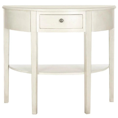 Solid Wood Half-Moon Console Table with Drawer and Shelf