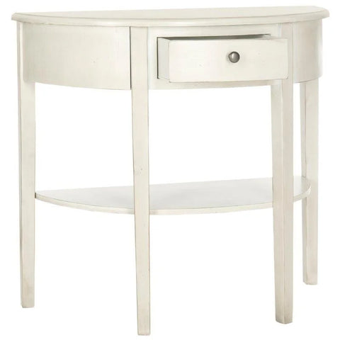 Solid Wood Half-Moon Console Table with Drawer and Shelf
