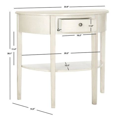 Solid Wood Half-Moon Console Table with Drawer and Shelf