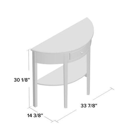 Solid Wood Half-Moon Console Table with Drawer and Shelf