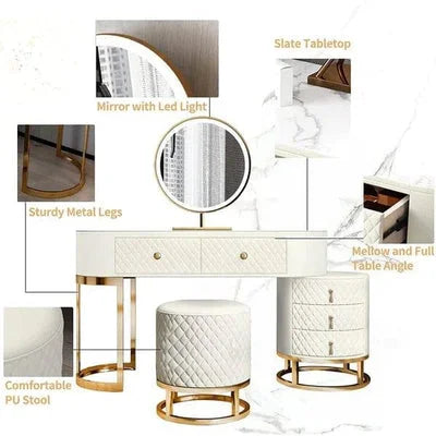 Acodaiuy Vanity Desk with Mirror & Lights