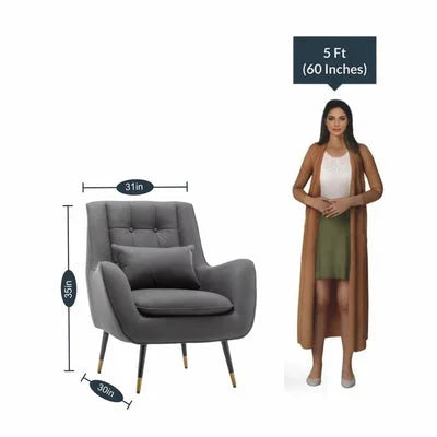 Dowdle Velvet Accent Lounge Chair with Gold-Tipped Legs