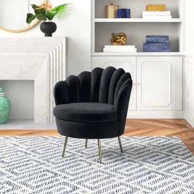 Hendrix Upholstered Velvet Barrel Chair with Gold Legs