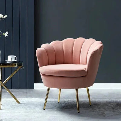 Hendrix Upholstered Velvet Barrel Chair with Gold Legs