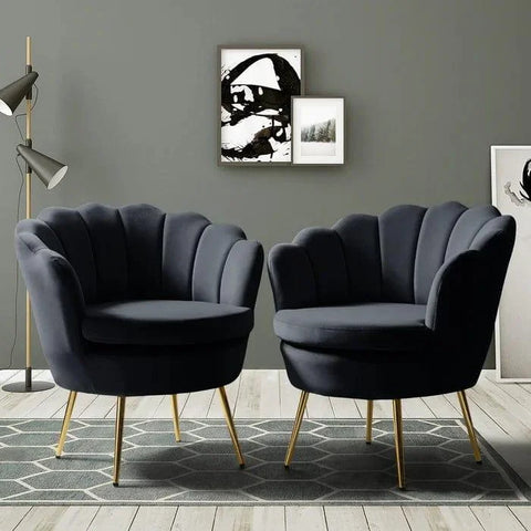 Hendrix Upholstered Velvet Barrel Chair (Set of 2)