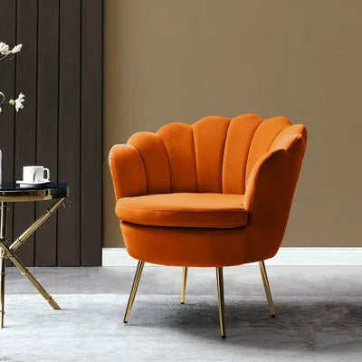 Hendrix Upholstered Velvet Barrel Chair with Gold Legs