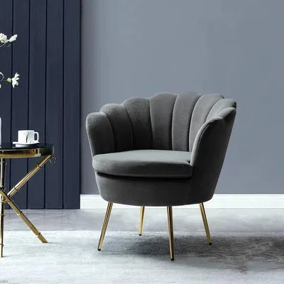 Hendrix Upholstered Velvet Barrel Chair with Gold Legs