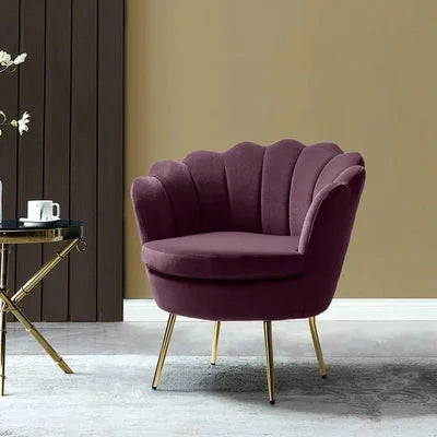 Hendrix Upholstered Velvet Barrel Chair with Gold Legs