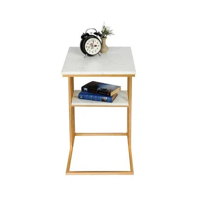 Creative White Marble & Gold Metal Side Table
