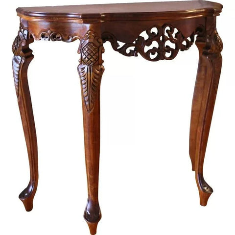 Shangri-La Solid Wood Console Table with Hand-Carved Detailing