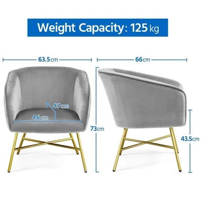 Shemar Upholstered Velvet Armchair with Gold Legs