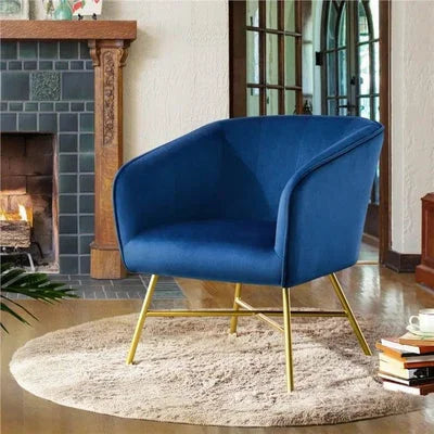 Shemar Upholstered Velvet Armchair with Gold Legs