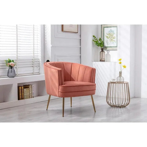 Shona Velvet Barrel Chair with Metal Legs