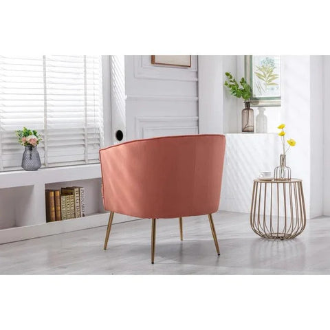 Shona Velvet Barrel Chair with Metal Legs